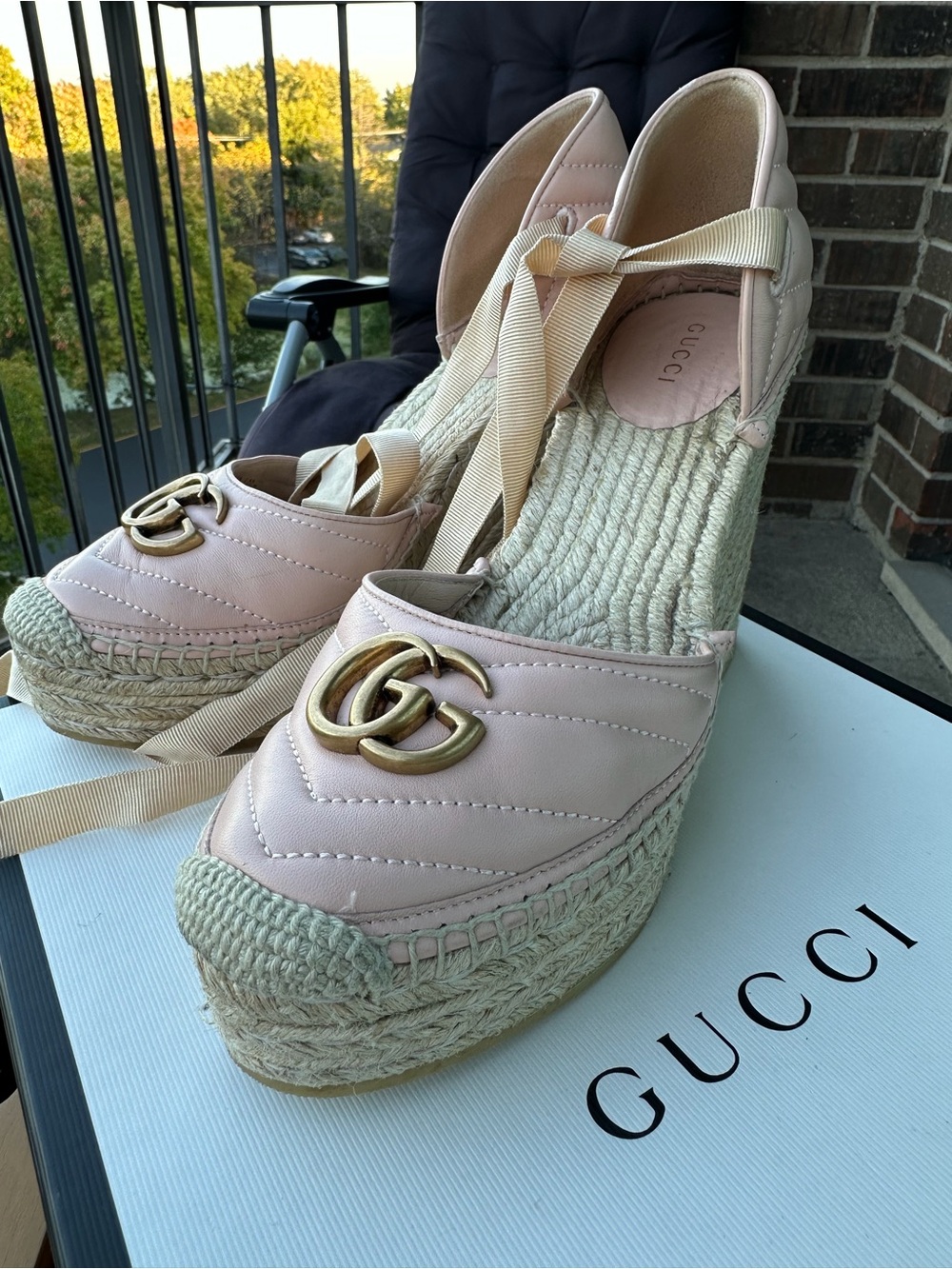 Gucci Charlotte GG Platform Espadrille Wedges – Size 40 - Picture 4 of 9